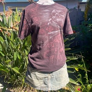 Y2K liquid blue scull graphic tee